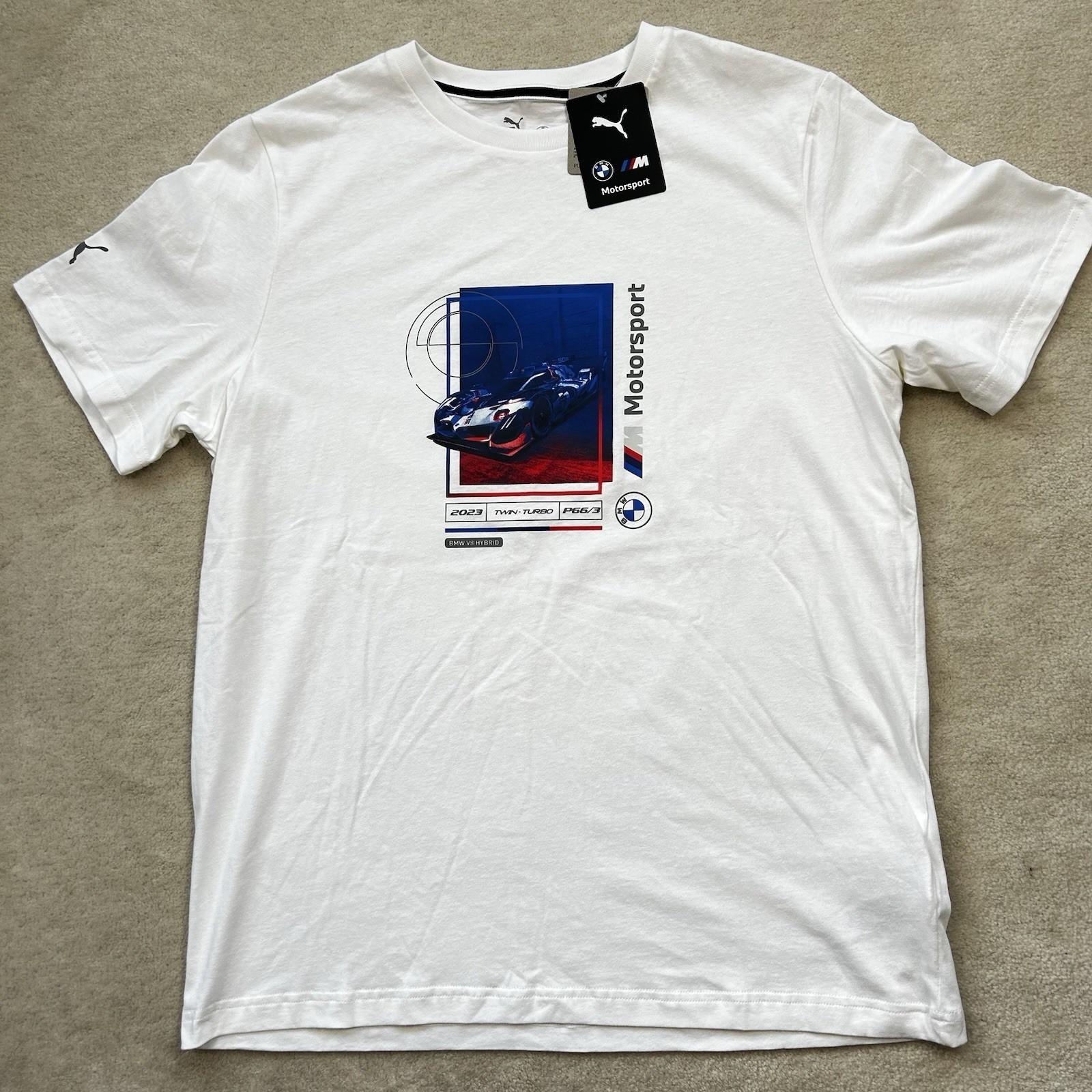 Puma Bmw Motorsport Imsa Race Car Essential Logo Tshirt Mens Large Graphic